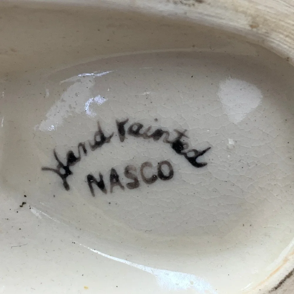 Vintage NASCO‎ Hand Painted Fruit Ceramic Oil Vinegar Butter Dish